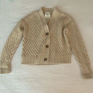 Abercrombie Button Up Stitched Short Cardigan - Tan Size S